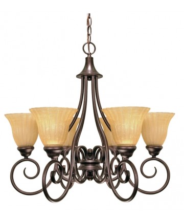 Nuvo Lighting 60/010 Moulan 6 Light 25 inch Chandelier with Champagne Linen Washed Glass