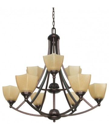 Nuvo Lighting 60/063 Normandy 12 Light -32" Chandelier with Champagne Linen Washed Glass
