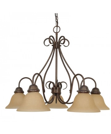 Nuvo Lighting 60/1024 Castillo 5 Light 28 inch Chandelier with Champagne Linen Washed Glass