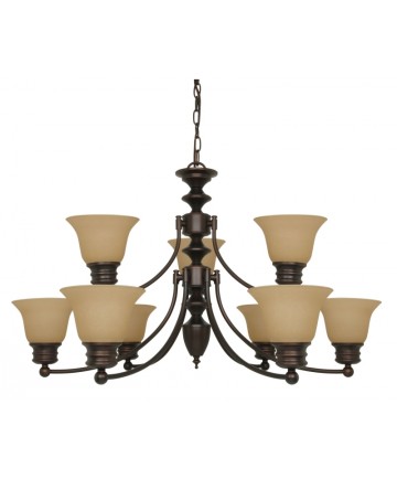 Nuvo Lighting 60/1275 Empire 9 Light 32 inch Chandelier with Champagne Linen Washed Glass