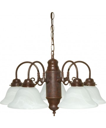 Nuvo Lighting 60/1291 5 Light Chandelier Old Bronze / Alabaster Glass