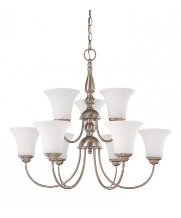 Nuvo Lighting 60/1823 Dupont 9 light 2 Tier 27 inch Chandelier with Satin White Glass