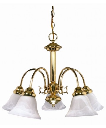 Nuvo Lighting 60/185 Ballerina 5 Light 24 inch Chandelier with Alabaster Glass Bell Shades