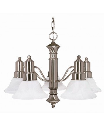 Nuvo Lighting 60/189 Gotham 5 Light 25 inch Chandelier with Alabaster Glass Bell Shades