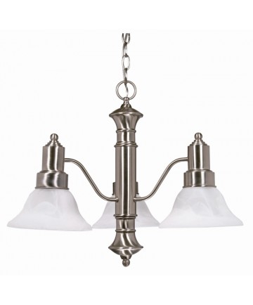 Nuvo Lighting 60/190 Gotham 3 Light 23 inch Chandelier with Alabaster Glass Bell Shades