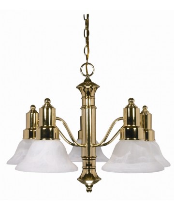 Nuvo Lighting 60/193 Gotham 5 Light 25 inch Chandelier with Alabaster Glass Bell Shades