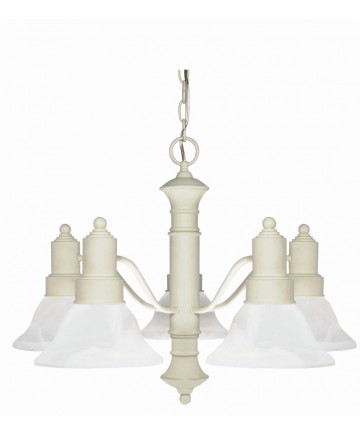 Nuvo Lighting 60/195 Gotham 5 Light 25 inch Chandelier with Alabaster Glass Bell Shades