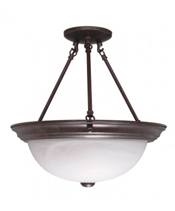 Nuvo Lighting 60/210 3 Light 15 inch Semi-Flush Alabaster Glass