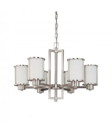 Nuvo Lighting 60/2853 Odeon 6 Light (convertible up/down) Chandelier with Satin White Glass