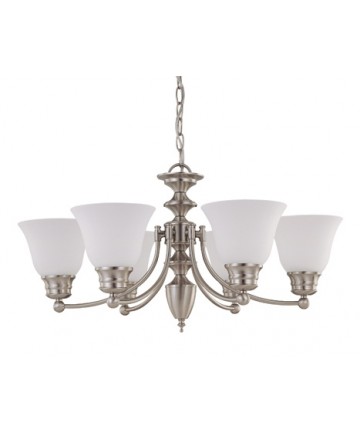 Nuvo Lighting 60/3255 Empire 6 Light 26 inch Chandelier with Frosted White Glass