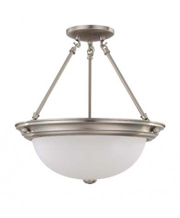 Nuvo Lighting 60/3296 3 Light 15 inch Semi-Flush with Frosted White Glass (3) 13w GU24 Lamps Included