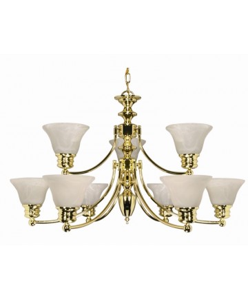 Nuvo Lighting 60/361 Empire 9 Light 32 inch Chandelier with Alabaster Glass Bell Shades, 2 Tier