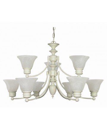 Nuvo Lighting 60/363 Empire 9 Light 32 inch Chandelier with Alabaster Glass Bell Shades, 2 Tier