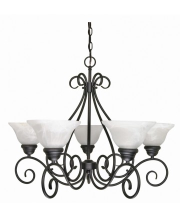 Nuvo Lighting 60/380 Castillo 5 Light 28 inch Chandelier with Alabaster Swirl Glass