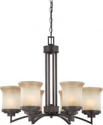Nuvo Lighting 60/4125 Harmony 6 Light Chandelier with Saffron Glass