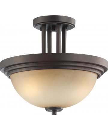 Nuvo Lighting 60/4127 Harmony 2 Light Semi Flush Fixture with Saffron Glass