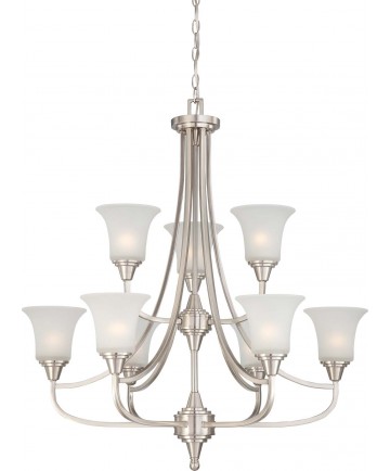 Nuvo Lighting 60/4149 Surrey 9 Light Two Tier Chandelier with Frosted Glass