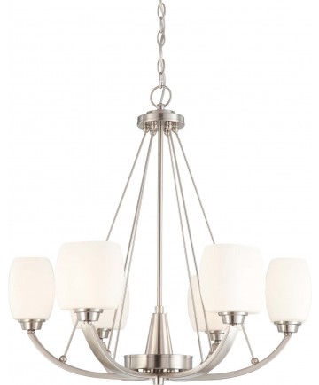 Nuvo Lighting 60/4186 Helium 6 Light Chandelier with Satin White Glass