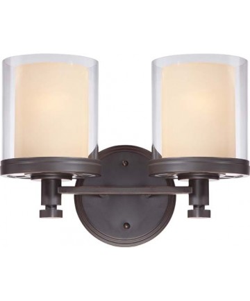 Nuvo Lighting 60/4542 Decker 2 Light Vanity Fixture with Clear & Cream Glass