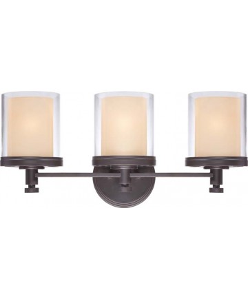 Nuvo Lighting 60/4543 Decker 3 Light Vanity Fixture with Clear & Cream Glass