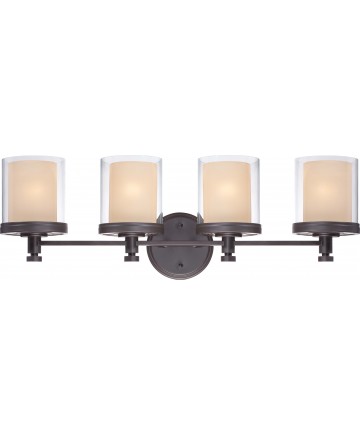 Nuvo Lighting 60/4544 Decker 4 Light Vanity Fixture with Clear & Cream Glass