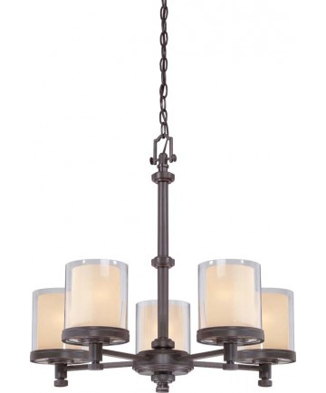 Nuvo Lighting 60/4545 Decker 5 Light Chandelier with Clear & Cream Glass