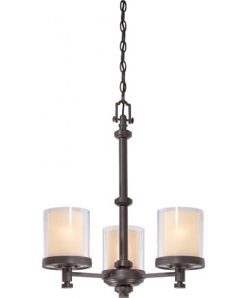 Nuvo Lighting 60/4547 Decker 3 Light Chandelier with Clear & Cream Glass
