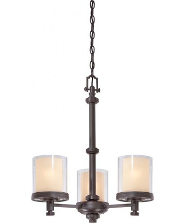 Nuvo Lighting 60/4547 Decker 3 Light Chandelier with Clear & Cream Glass