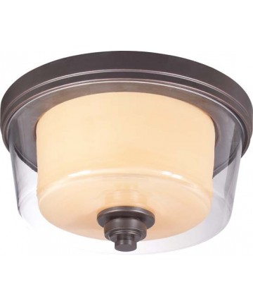 Nuvo Lighting 60/4551 Decker 2 Light Medium Flush Fixture with Clear & Cream Glass