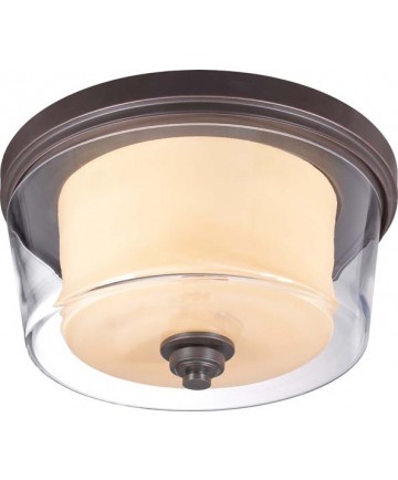 Nuvo Lighting 60/4552 Decker 3 Light Large Flush Fixture with Clear & Cream Glass