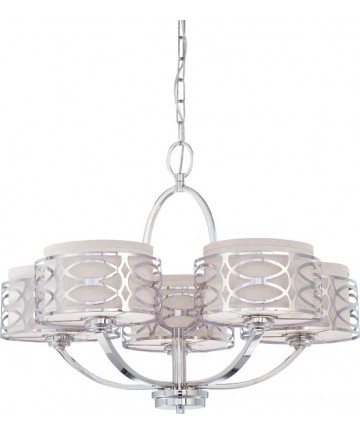 Nuvo Lighting 60/4625 Harlow 5 Light Chandelier with Slate Gray Fabric Shades