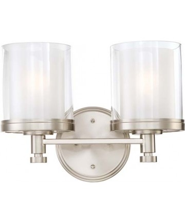 Nuvo Lighting 60/4642 Decker 2 Light Vanity Fixture with Clear & Frosted Glass