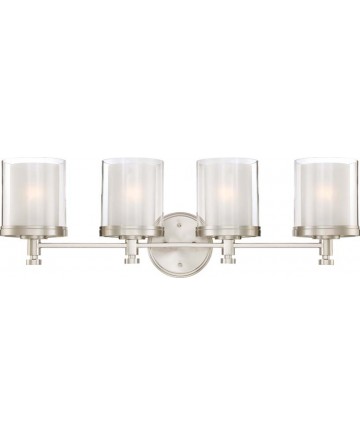 Nuvo Lighting 60/4644 Decker 4 Light Vanity Fixture with Clear & Frosted Glass