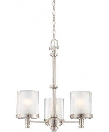 Nuvo Lighting 60/4647 Decker 3 Light Chandelier with Clear & Frosted Glass