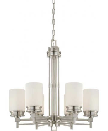 Nuvo Lighting 60/4705 Wright 6 Light Chandelier with Satin White Glass