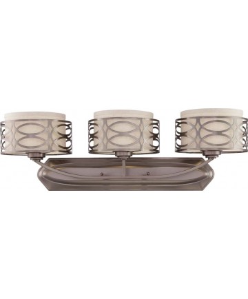 Nuvo Lighting 60/4723 Harlow 3 Light Vanity Fixture with Khaki Fabric Shades