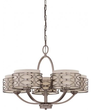 Nuvo Lighting 60/4725 Harlow 5 Light Chandelier with Khaki Fabric Shades