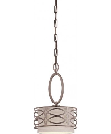 Nuvo Lighting 60/4728 Harlow 1 Light Mini Pendant with Khaki Fabric Shade 