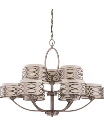 Nuvo Lighting 60/4730 Harlow 9 Light Chandelier with Khaki Fabric Shades