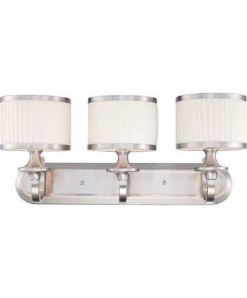 Nuvo Lighting 60/4733 Candice 3 Light Vanity Fixture with Pleated White Shades