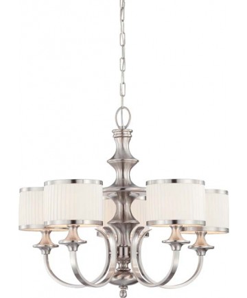 Nuvo Lighting 60/4735 Candice 5 Light Chandelier with Pleated White Shades