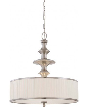 Nuvo Lighting 60/4736 Candice 3 Light Pendant with Pleated White Shade