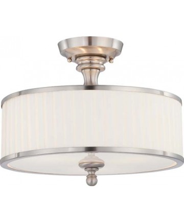 Nuvo Lighting 60/4737 Candice 3 Light Semi Flush Fixture with Pleated White Shade
