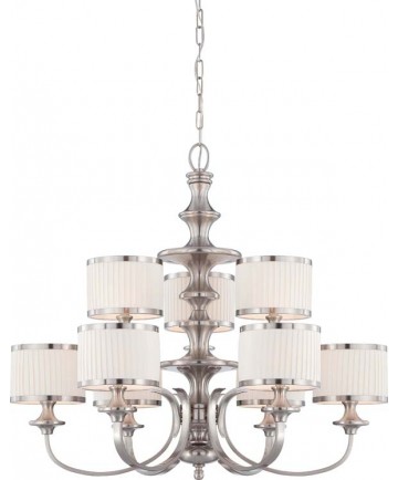 Nuvo Lighting 60/4739 Candice 9 Light Chandelier with Pleated White Shades