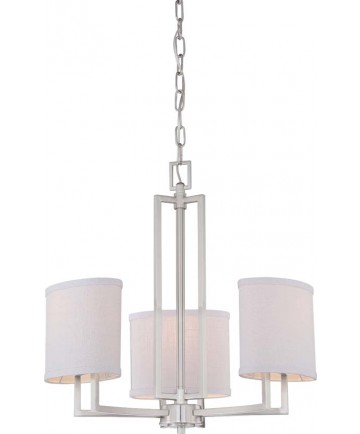 Nuvo Lighting 60/4757 Gemini 3 Light Chandelier with Slate Gray Fabric Shades