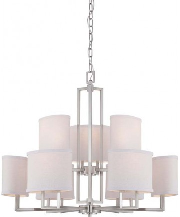 Nuvo Lighting 60/4759 Gemini 9 Light Chandelier with Slate Gray Fabric Shades