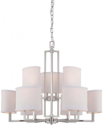 Nuvo Lighting 60/4759 Gemini 9 Light Chandelier with Slate Gray Fabric Shades