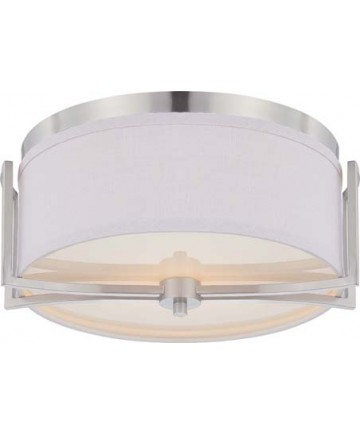 Nuvo Lighting 60/4761 Gemini 2 Light Flush Dome Fixture with Slate Gray Fabric Shade
