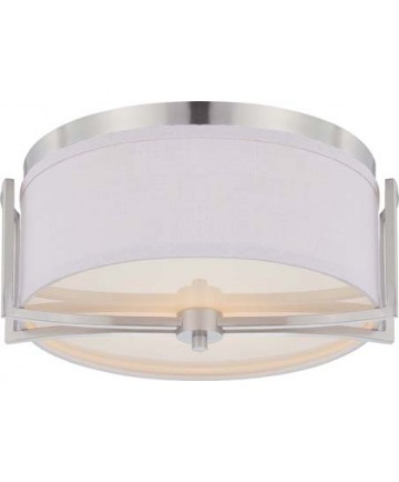 Nuvo Lighting 60/4761 Gemini 2 Light Flush Dome Fixture with Slate Gray Fabric Shade