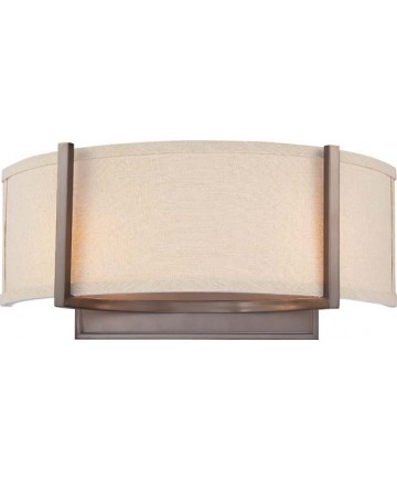 Nuvo Lighting 60/4854 Gemini 2 Light Wall Sconce with Khaki Fabric Shade